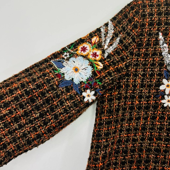 Zara Tweed Floral Embroidered Shift Dress - Picture 6 of 10